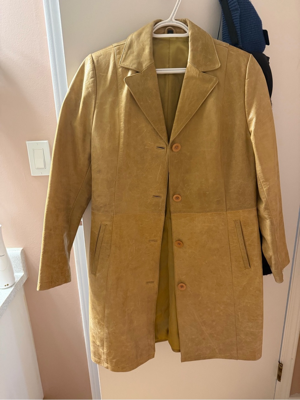 Vera Pelle beige Tan Leather Trench Coat